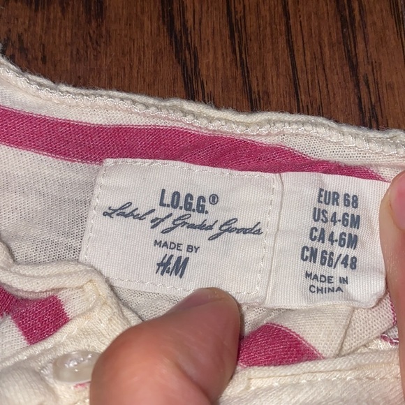 H&M L.O.G.G. Pink striped Tank top 4-6 months - Picture 2 of 5